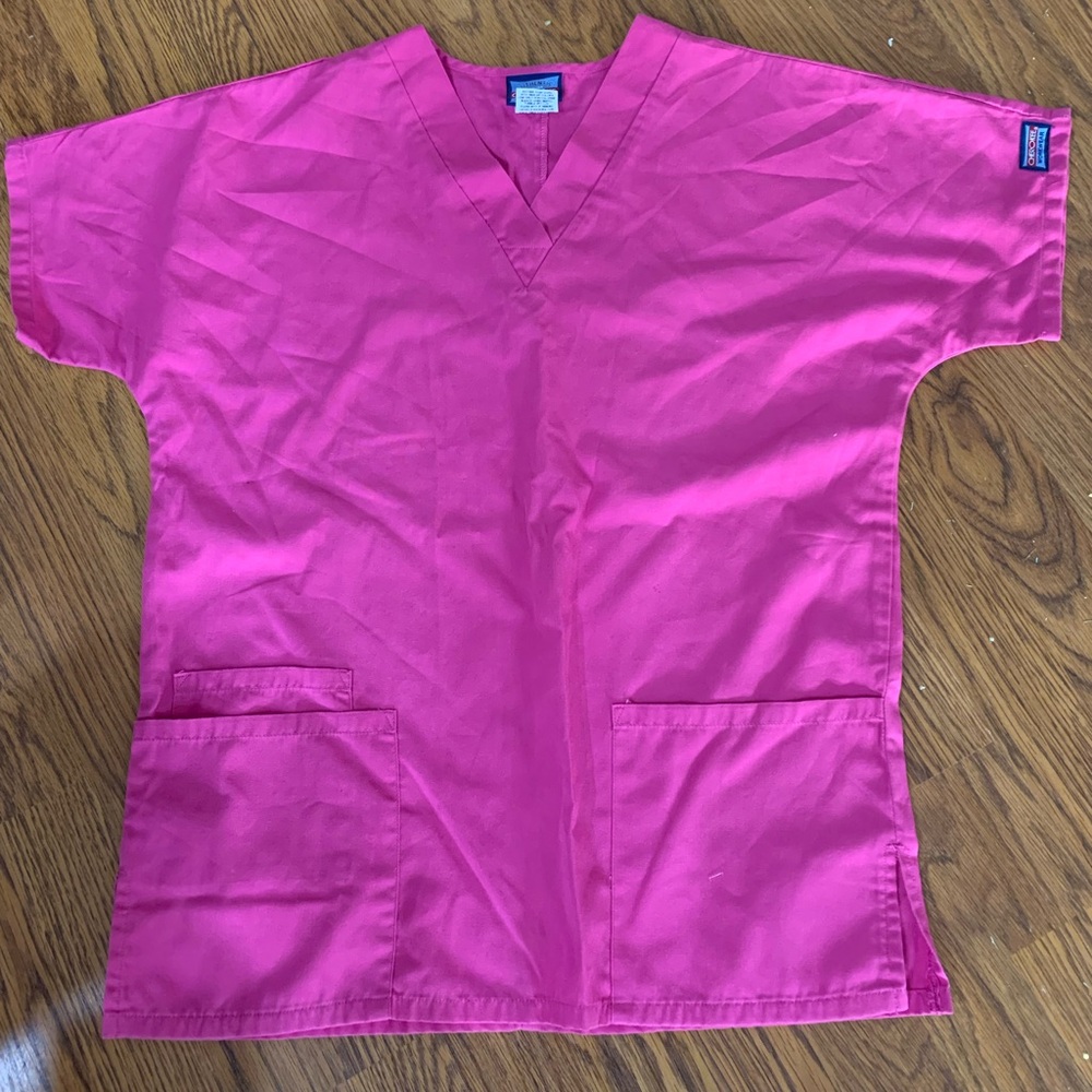 Cherokee Hot Pink V-Neck Scrub Top